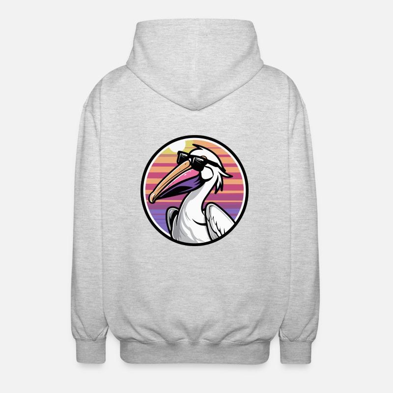 Pelikan Vogel Cool Comic - Unisex Kapuzenjacke - Hellgrau meliert