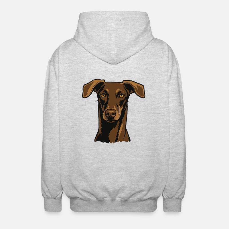 Stolzer Windhund – Edler Blick - Unisex Kapuzenjacke - Hellgrau meliert