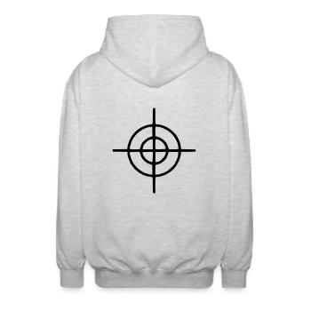 Fadenkreuz - Unisex Kapuzenjacke - Hellgrau meliert - Hinten - AI Model Male 185 light (185cm)
