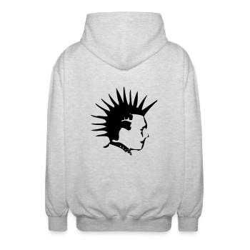 Punk - Unisex Kapuzenjacke - Hellgrau meliert - Hinten - AI Model Male 185 light (185cm)