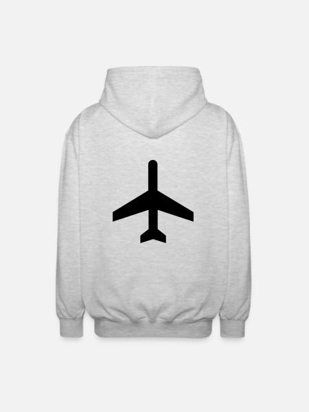 Flugzeug,Jet,Flughafen,Landebahn - Unisex Kapuzenjacke - Hellgrau meliert