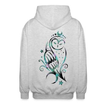 Eule Schneeeule Watercolor - Unisex Kapuzenjacke - Hellgrau meliert - Hinten - AI Model Male 185 light (185cm)