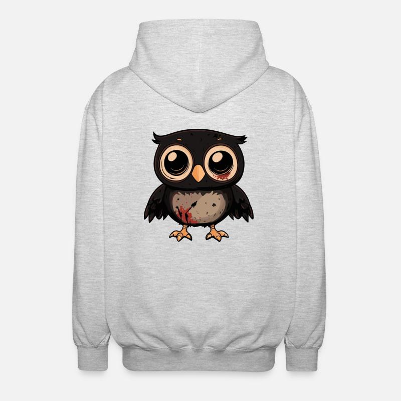 Eule Halloween Comic Lustig - Unisex Kapuzenjacke - Hellgrau meliert