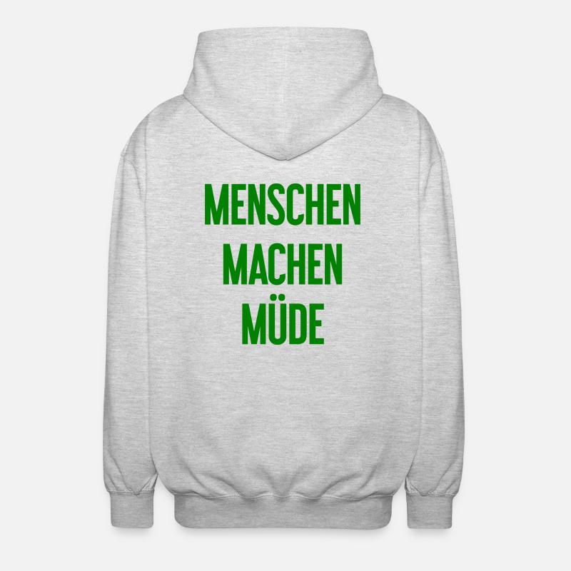 Menschen machen müde - Lustiger Spruch - Unisex Kapuzenjacke - Hellgrau meliert