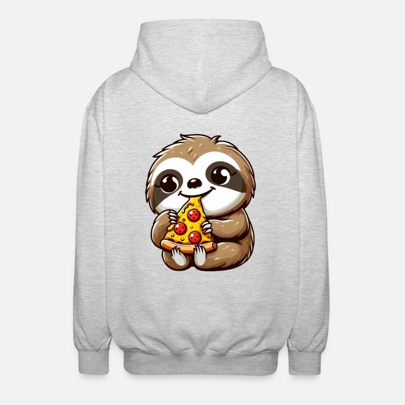 Sloth Pizza Cheese Pizza Cartoon - Unisex Hooded Jacket - light heather grey