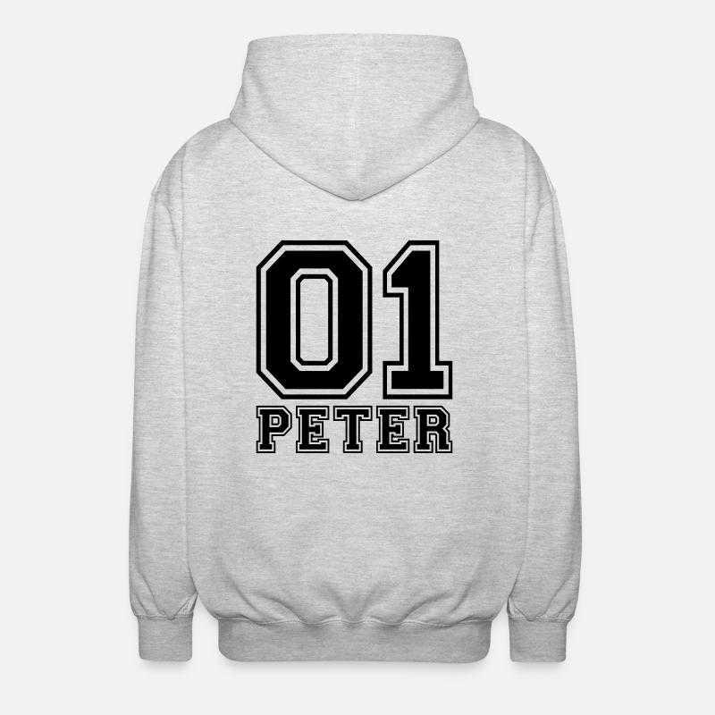 Peter - Name - Unisex Kapuzenjacke - Hellgrau meliert