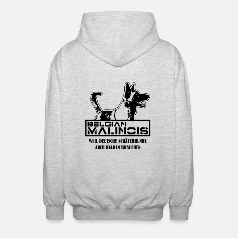 Malinois Helden - Unisex Kapuzenjacke - Hellgrau meliert