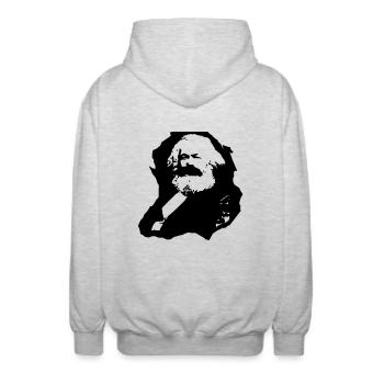 Karl Marx - Unisex Hooded Jacket - light heather grey - Back - AI Model Male 185 light (185cm)