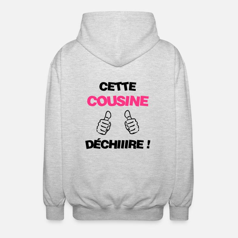 Oncle / Tante / Cousin / Cousine - Veste à capuche unisexe - gris clair chiné