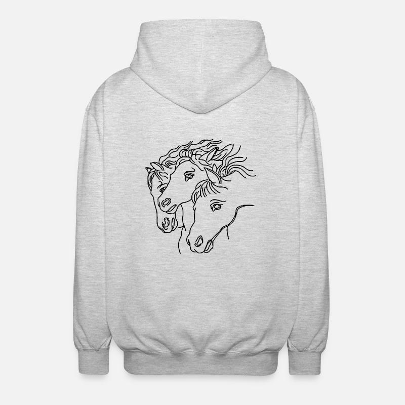 Pferde - Unisex Kapuzenjacke - Hellgrau meliert