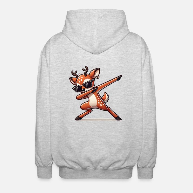Cerf Bande dessinée Dabbing - Veste à capuche unisexe - gris clair chiné