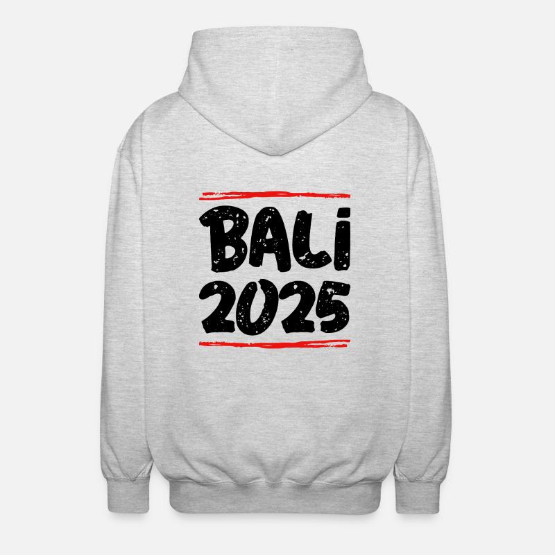 Bali 2025 Spruch - Unisex Kapuzenjacke - Hellgrau meliert