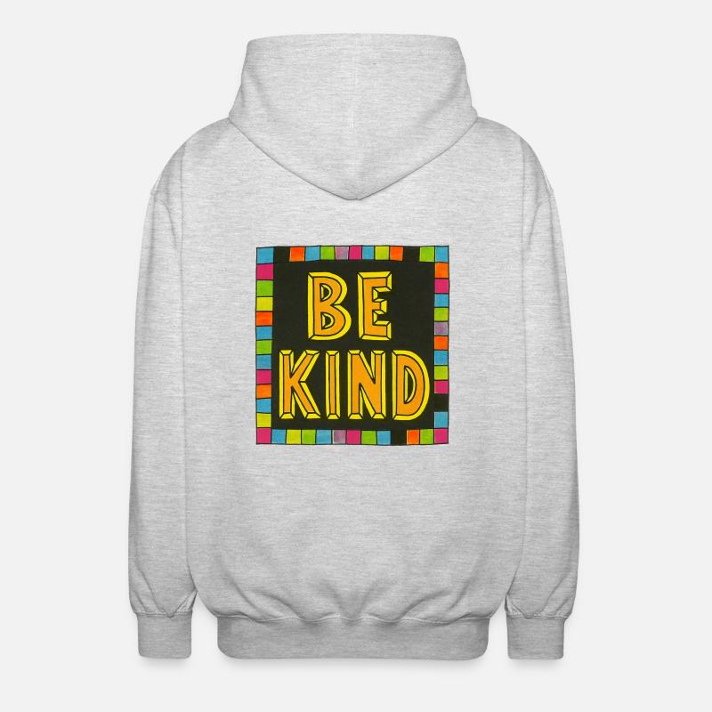 Sei freundlich Regenbogen-Block - Unisex Kapuzenjacke - Hellgrau meliert