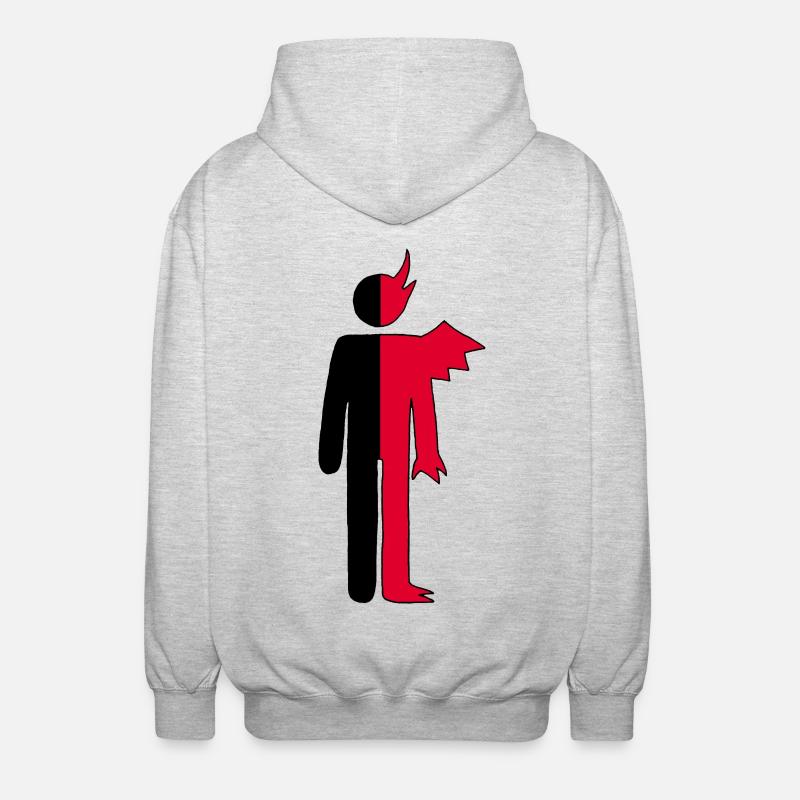 Mann oder Dämon Piktogramm - Unisex Kapuzenjacke - Hellgrau meliert