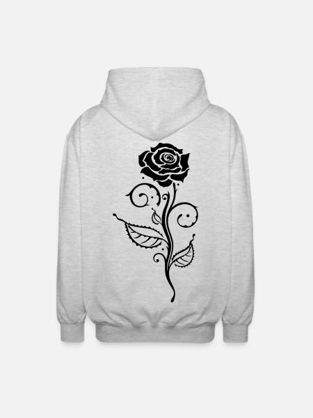 Black Rose Ornament Gothic - Unisex Hooded Jacket - light heather grey