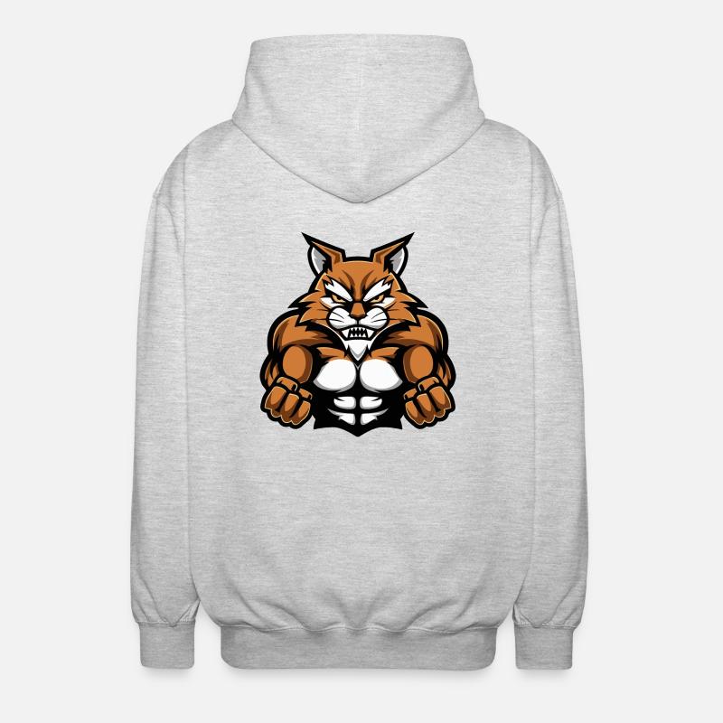 Cat Muscles Workout - Unisex Hooded Jacket - light heather grey