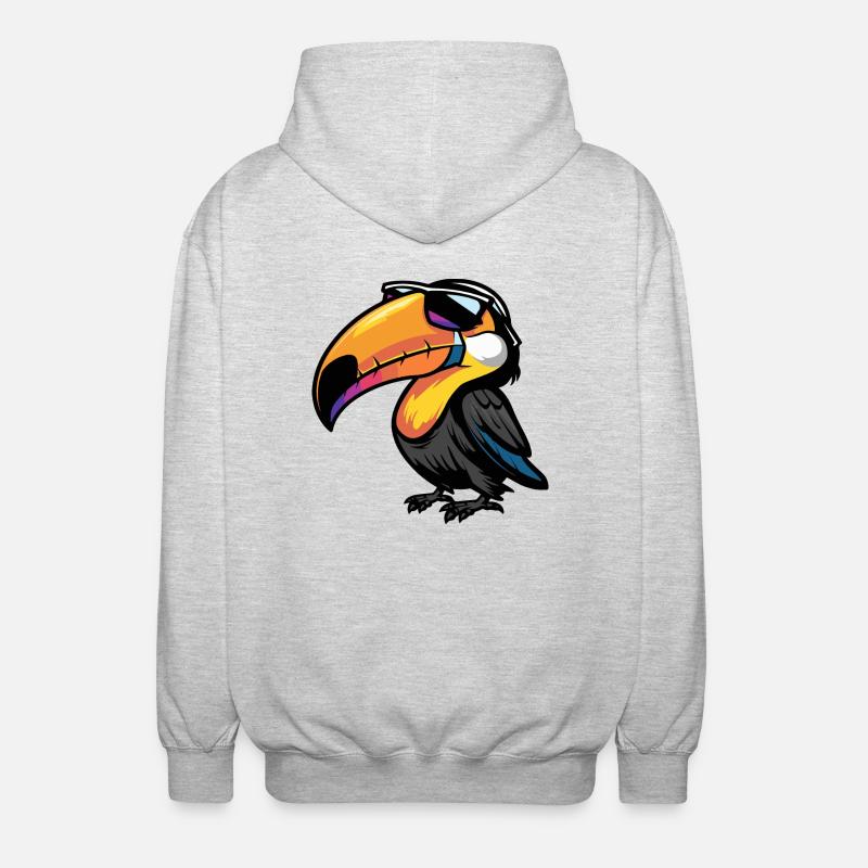 Tukan Vogel Comic Cool - Unisex Kapuzenjacke - Hellgrau meliert