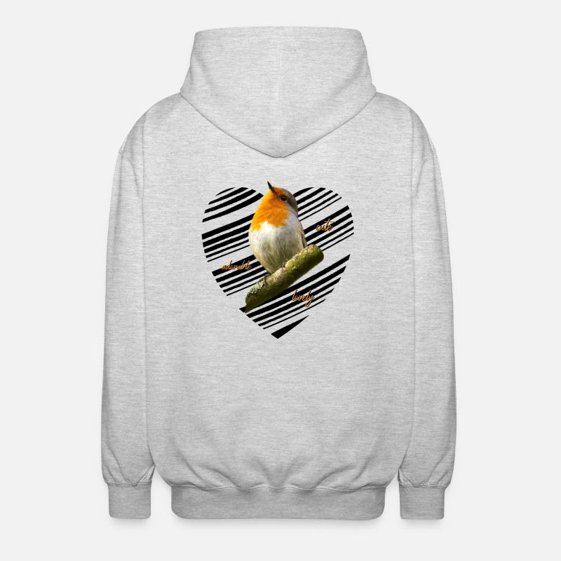 Rotkehlchen Singvogel - Unisex Kapuzenjacke - Hellgrau meliert