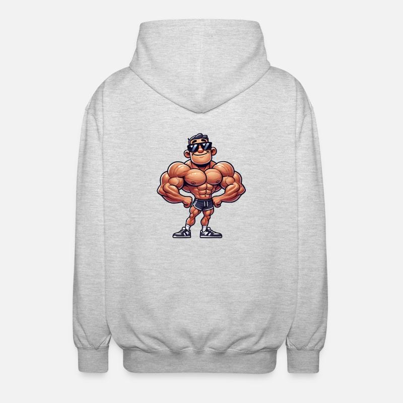 bodybuilder cool - Unisex Kapuzenjacke - Hellgrau meliert