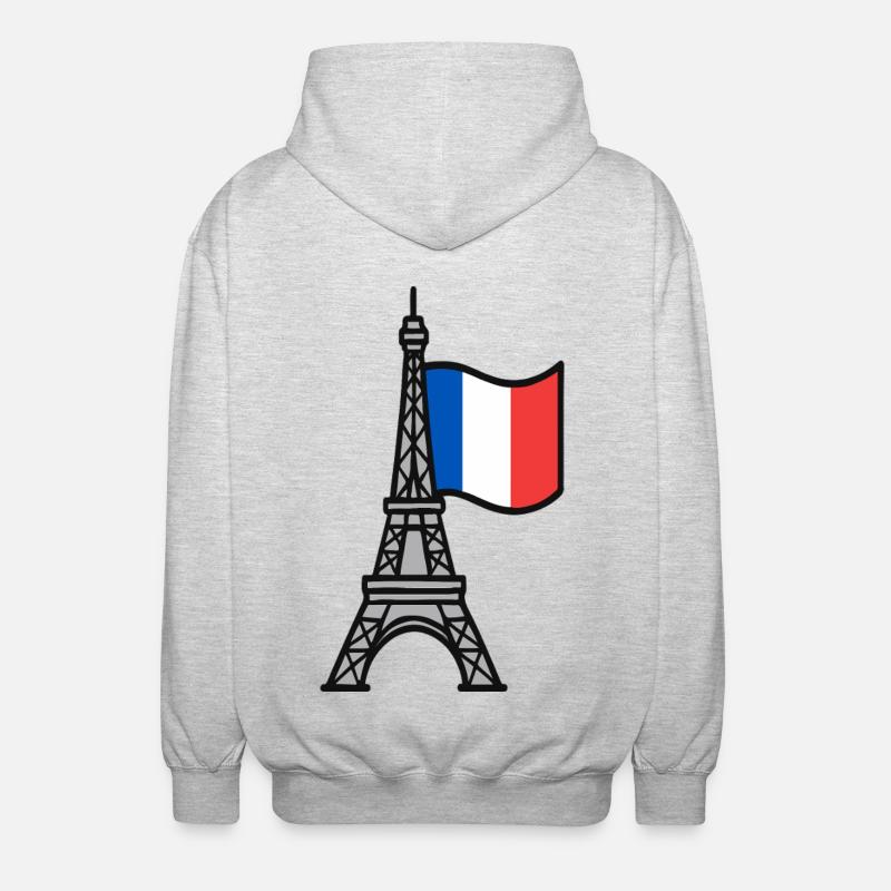 Tour Eiffel avec drapeau français - Veste à capuche unisexe - gris clair chiné