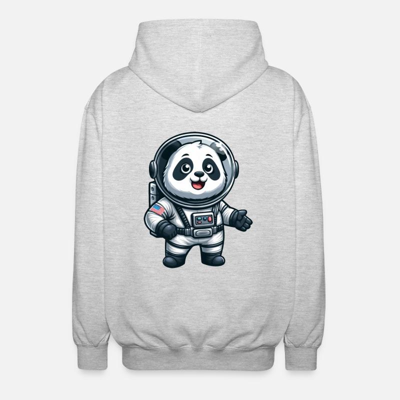 Panda astronaut in space - Unisex Hooded Jacket - light heather grey