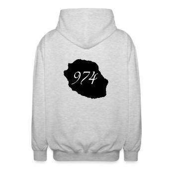 île de la réunion 974 blanc - Veste à capuche unisexe - gris clair chiné - Dos - AI Model Male 185 light (185cm)