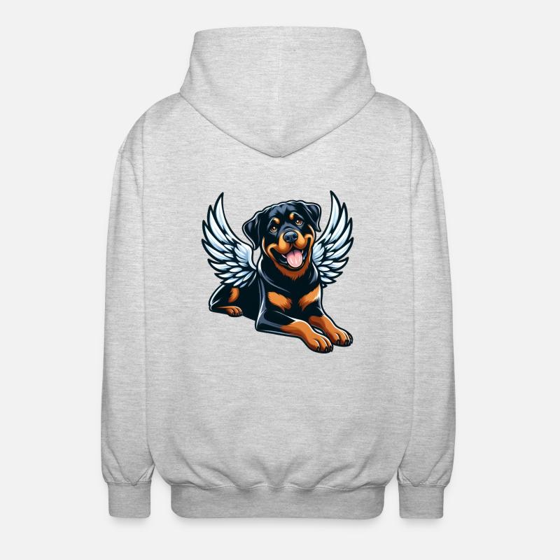 Mignon Rottweiler ange style comique - Veste à capuche unisexe - gris clair chiné