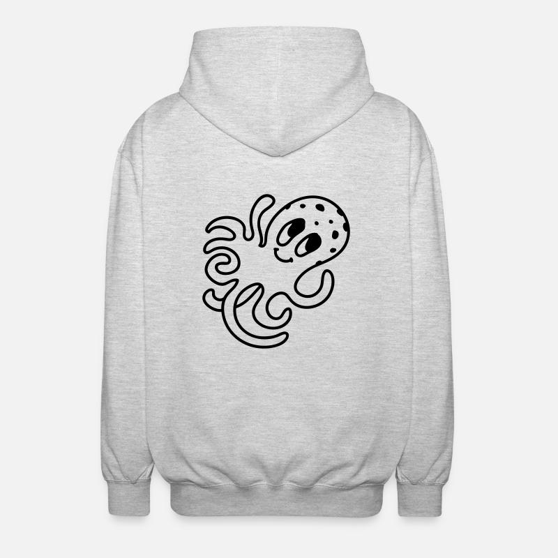 Krake - Line - Unisex Kapuzenjacke - Hellgrau meliert