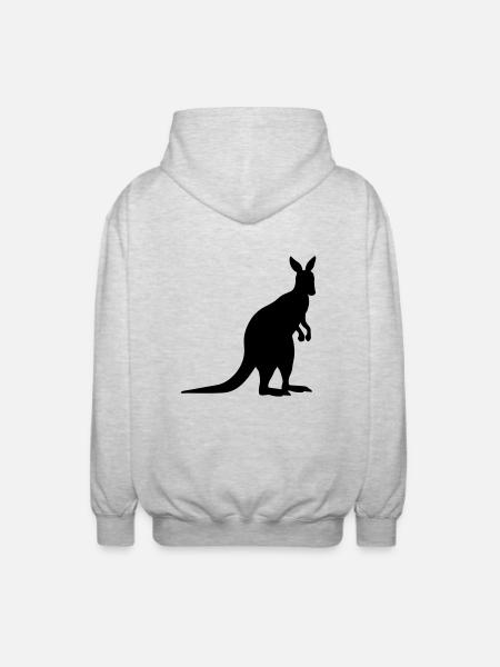 kangaroo animal - Unisex Hooded Jacket - light heather grey