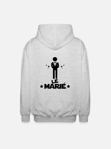 le marié,citations,message,bonhomme - Veste à capuche unisexe - gris clair chiné