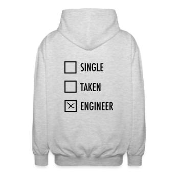 Single - Taken - Engineer - Unisex Kapuzenjacke - Hellgrau meliert - Hinten - AI Model Male 185 light (185cm)