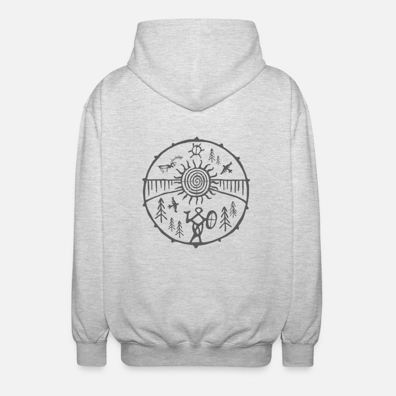 Schamane / Mutter Erde - Unisex Kapuzenjacke - Hellgrau meliert