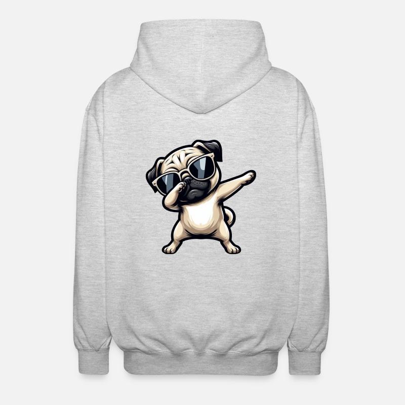 Dog Pug Cool Dab Dabbing - Unisex Hooded Jacket - light heather grey