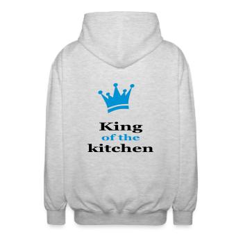 Kochschürze für den Mann - Unisex Kapuzenjacke - Hellgrau meliert - Hinten - AI Model Male 185 light (185cm)