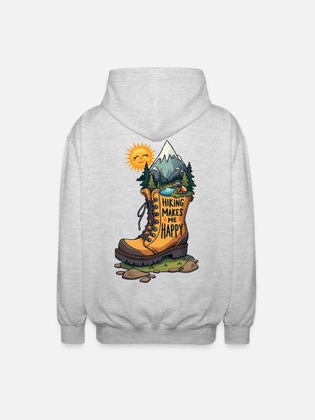 Hiking Makes Me Happy - Unisex Hooded Jacket - light heather grey