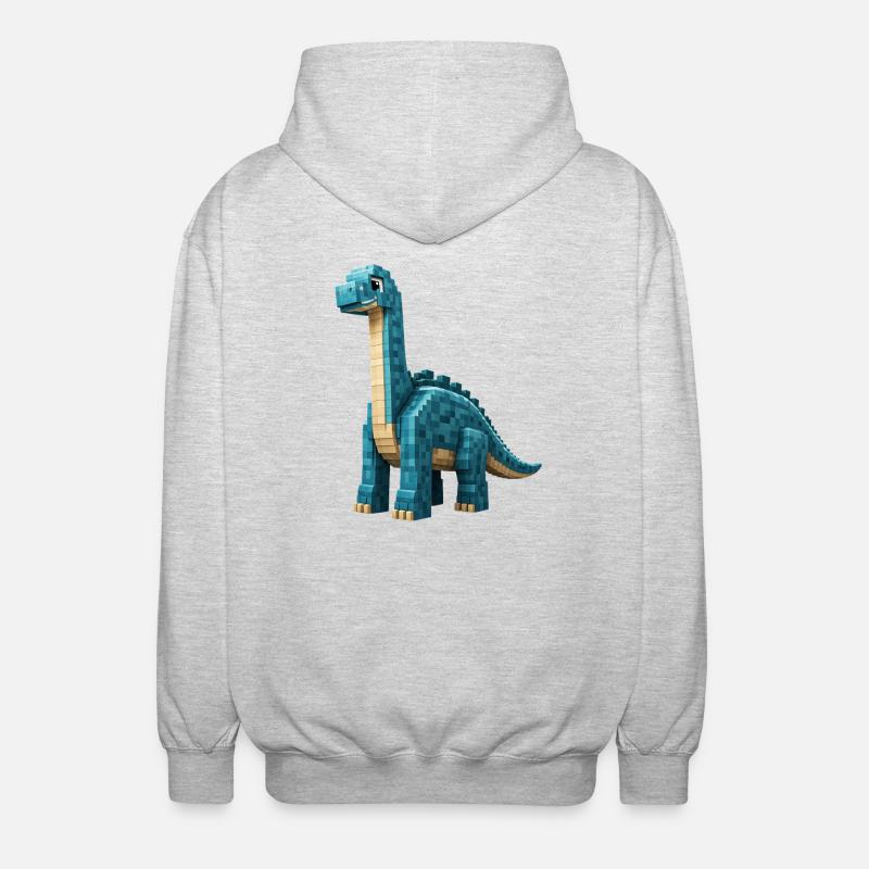 Pixel Brontosaurus - Veste à capuche unisexe - gris clair chiné