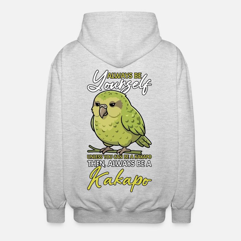 Sei immer du selbst, Kakapo Neuseeland - Unisex Kapuzenjacke - Hellgrau meliert