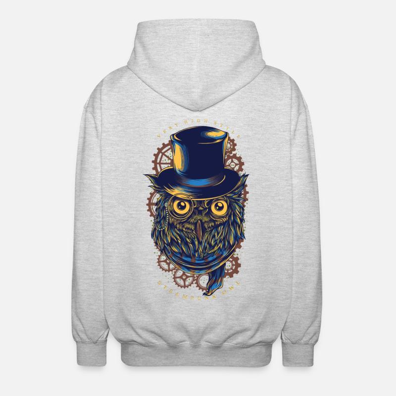 Eule - Steampunk Owl - Unisex Kapuzenjacke - Hellgrau meliert