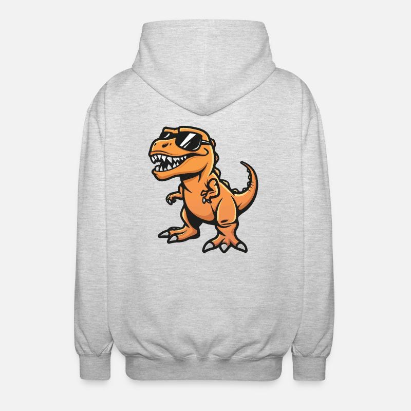 Dinosaur T-Rex Cool Comic - Unisex Hooded Jacket - light heather grey