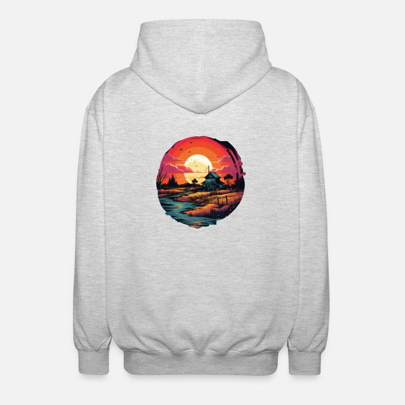 Landschaft - Unisex Kapuzenjacke - Hellgrau meliert