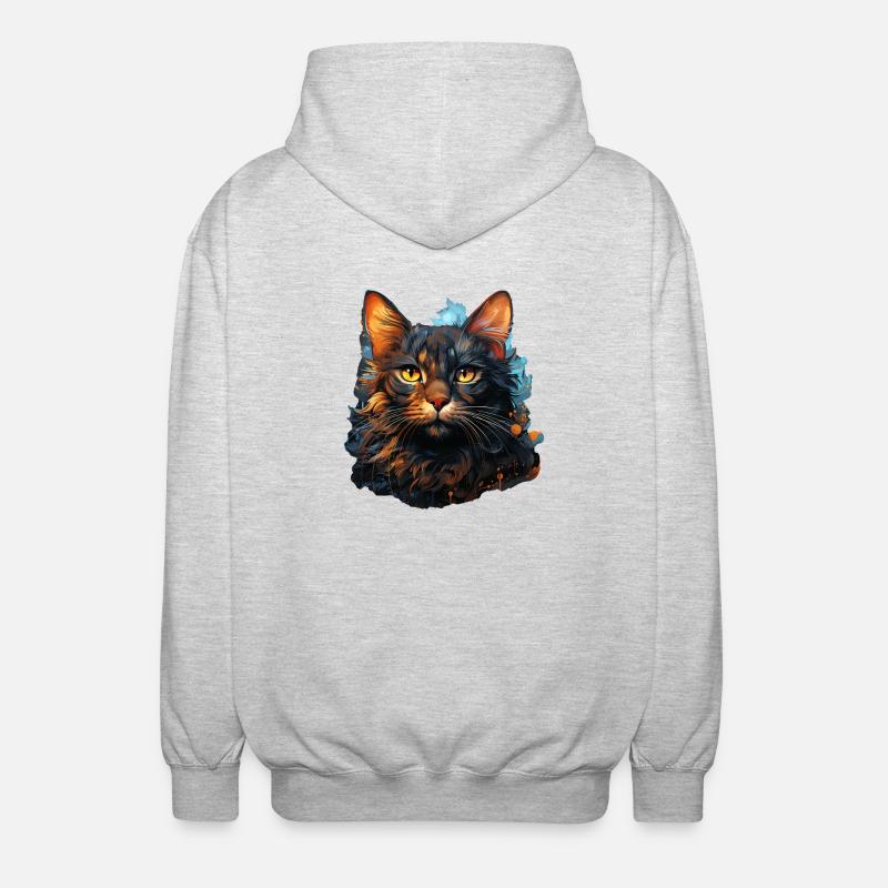 Katze - Unisex Kapuzenjacke - Hellgrau meliert
