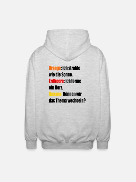 Orange Erdbeere Banane - Unisex Kapuzenjacke - Hellgrau meliert