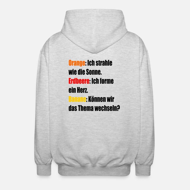 Orange Erdbeere Banane - Unisex Kapuzenjacke - Hellgrau meliert