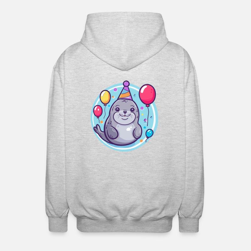 phoque animal anniversaire bébé - Veste à capuche unisexe - gris clair chiné