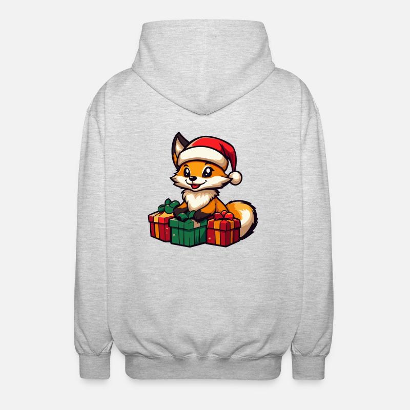 Fuchs Weihnachten Geschenke - Unisex Kapuzenjacke - Hellgrau meliert