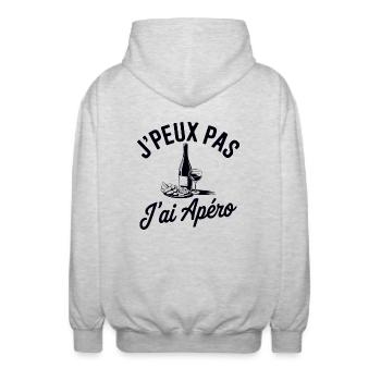tee shirt je peux pas j ai Apéro - Veste à capuche unisexe - gris clair chiné - Dos - AI Model Male 185 light (185cm)