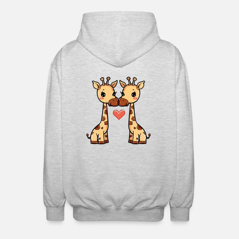 Girafe Couple Saint-Valentin - Veste à capuche unisexe - gris clair chiné