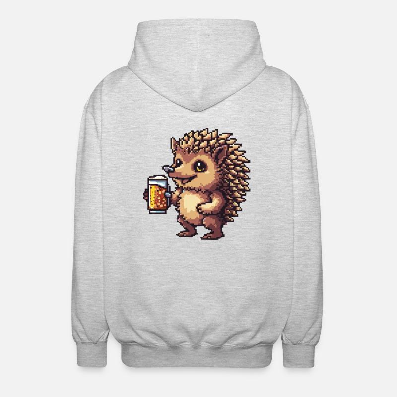 Hedgehog Pixel Beer - Unisex Hooded Jacket - light heather grey
