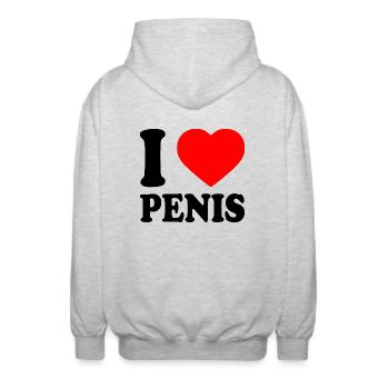 I love penis - Veste à capuche unisexe - gris clair chiné - Dos - AI Model Male 185 light (185cm)