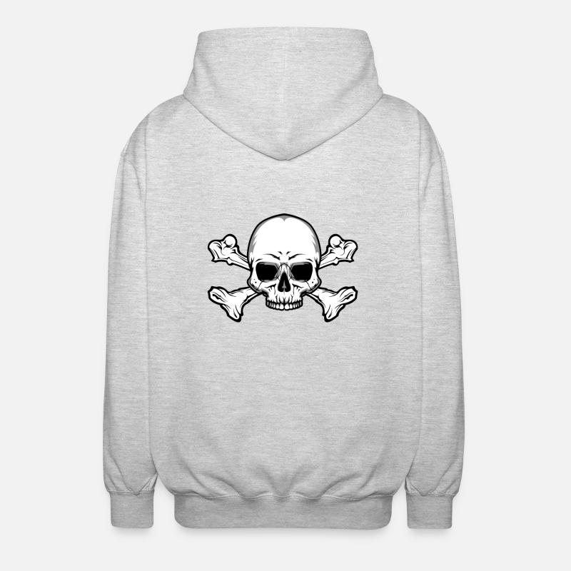 Totenschädel mit Knochen - Unisex Kapuzenjacke - Hellgrau meliert